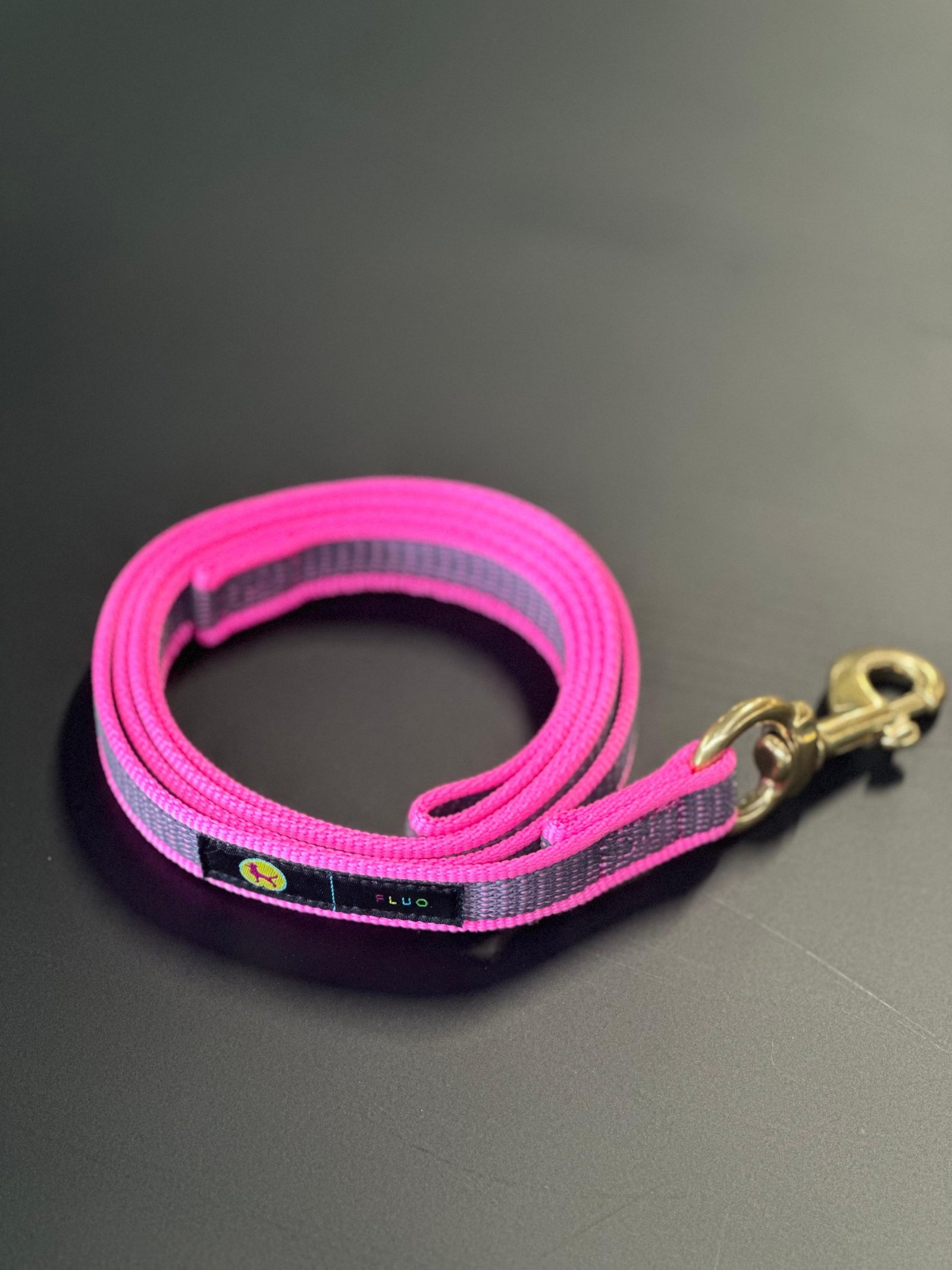 Guinzaglio rosa fluo per cani con moschettone in ottone – Linea Scuolapercani Fluo