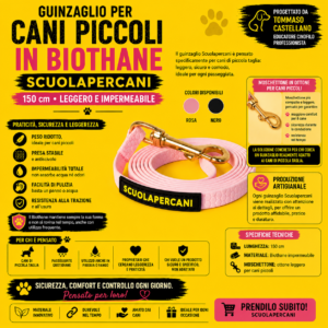 Guinzaglio per Cani Piccoli 150 cm Leggero in Biothane – Antiscivolo e Impermeabile